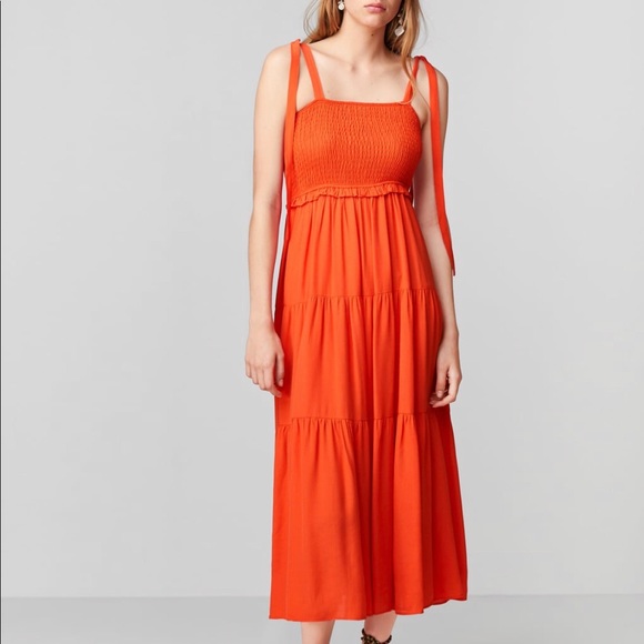 orange maxi dress zara